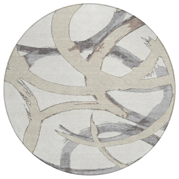 Aloura Ivory Washable Indoor-Outdoor Rug-Outdoor Rugs-LOOMLAN Rugs-8' x 8'-LOOMLAN