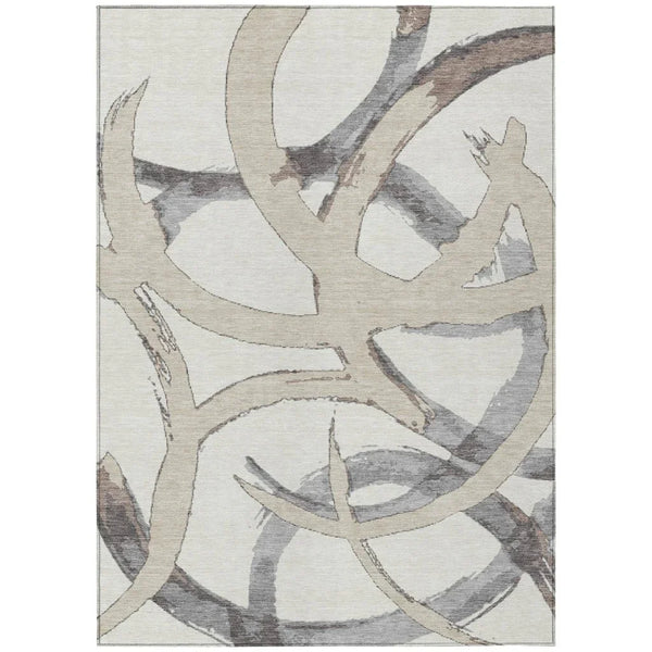 Aloura Ivory Washable Indoor-Outdoor Rug-Outdoor Rugs-LOOMLAN Rugs-2'6" x 3'10"-LOOMLAN