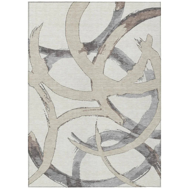 Aloura Ivory Washable Indoor-Outdoor Rug-Outdoor Rugs-LOOMLAN Rugs-2'6" x 3'10"-LOOMLAN