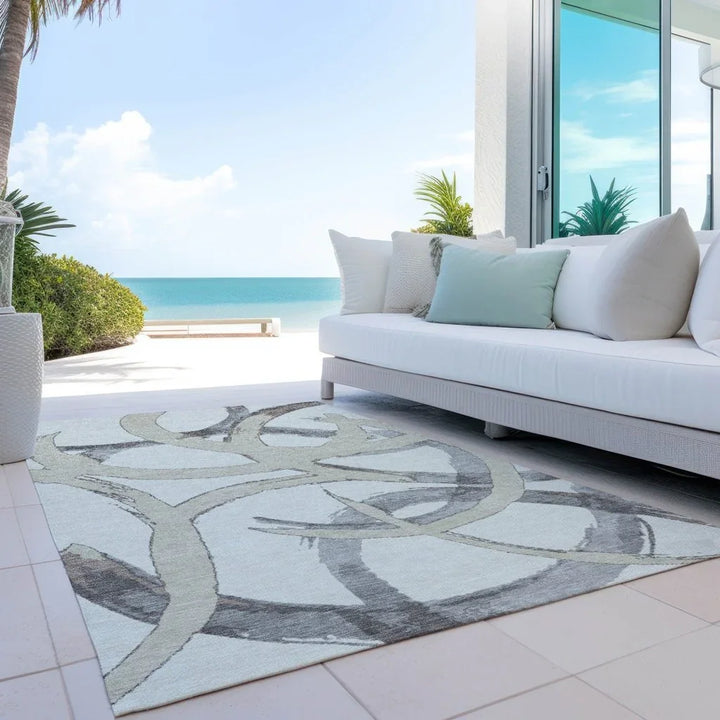 Aloura Ivory Washable Indoor-Outdoor Rug-Outdoor Rugs-LOOMLAN Rugs-LOOMLAN