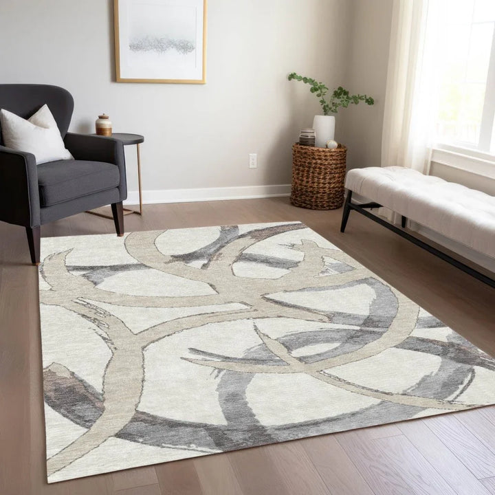 Aloura Ivory Washable Indoor-Outdoor Rug-Outdoor Rugs-LOOMLAN Rugs-LOOMLAN