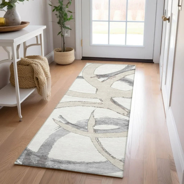 Aloura Ivory Washable Indoor-Outdoor Rug-Outdoor Rugs-LOOMLAN Rugs-LOOMLAN