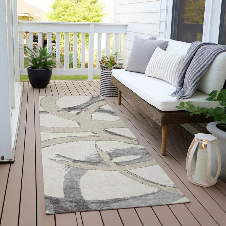 Aloura Ivory Washable Indoor-Outdoor Rug-Outdoor Rugs-LOOMLAN Rugs-LOOMLAN