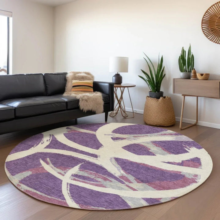 Aloura Purple Washable Indoor-Outdoor Rug-Outdoor Rugs-LOOMLAN Rugs-LOOMLAN