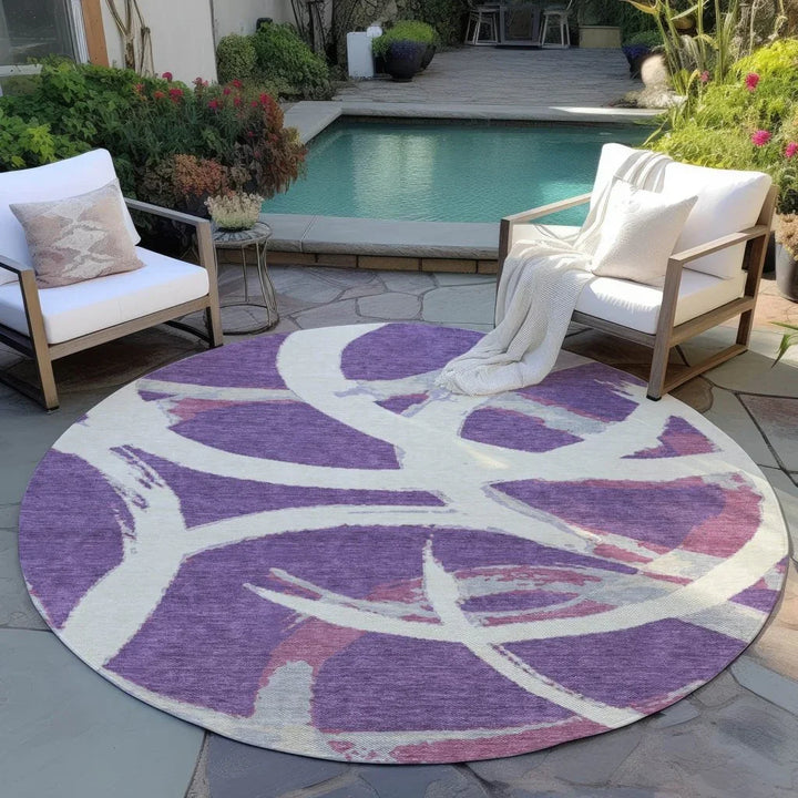 Aloura Purple Washable Indoor-Outdoor Rug-Outdoor Rugs-LOOMLAN Rugs-LOOMLAN