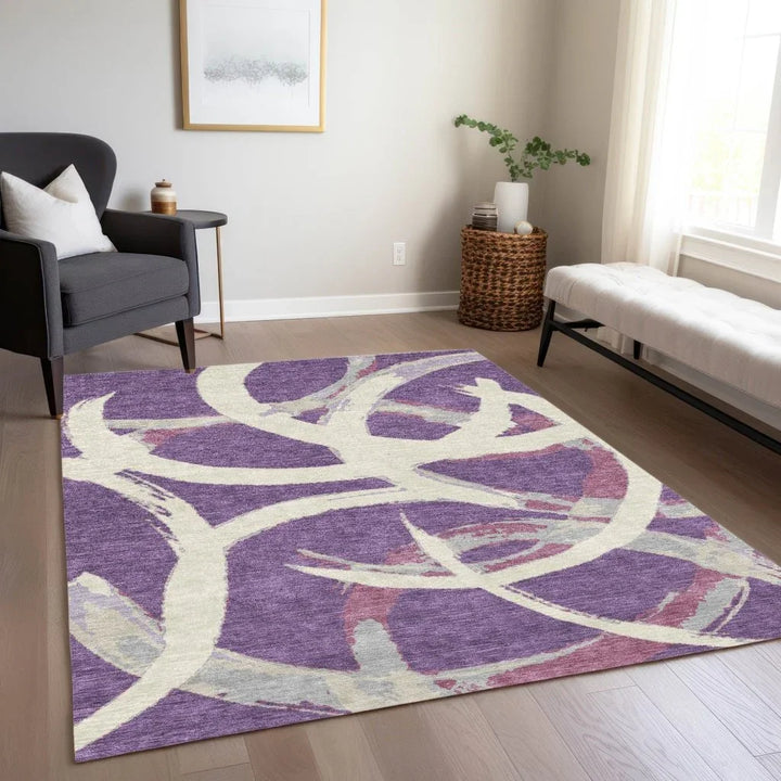 Aloura Purple Washable Indoor-Outdoor Rug-Outdoor Rugs-LOOMLAN Rugs-LOOMLAN