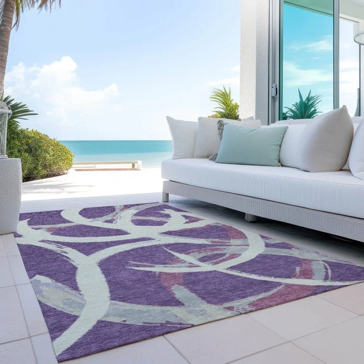 Aloura Purple Washable Indoor-Outdoor Rug-Outdoor Rugs-LOOMLAN Rugs-LOOMLAN