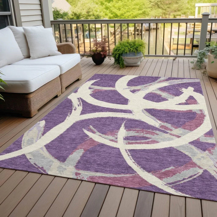 Aloura Purple Washable Indoor-Outdoor Rug-Outdoor Rugs-LOOMLAN Rugs-LOOMLAN