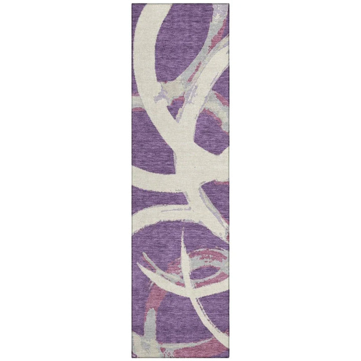 Aloura Purple Washable Indoor-Outdoor Rug-Outdoor Rugs-LOOMLAN Rugs-2'3" x 7'6"-LOOMLAN