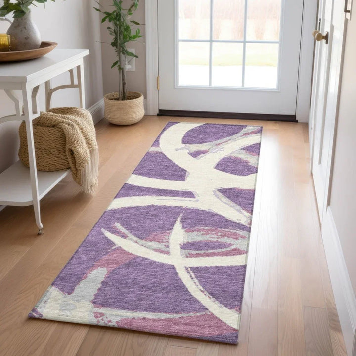 Aloura Purple Washable Indoor-Outdoor Rug-Outdoor Rugs-LOOMLAN Rugs-LOOMLAN