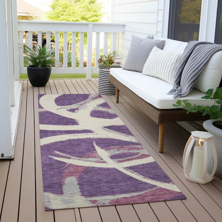 Aloura Purple Washable Indoor-Outdoor Rug-Outdoor Rugs-LOOMLAN Rugs-LOOMLAN