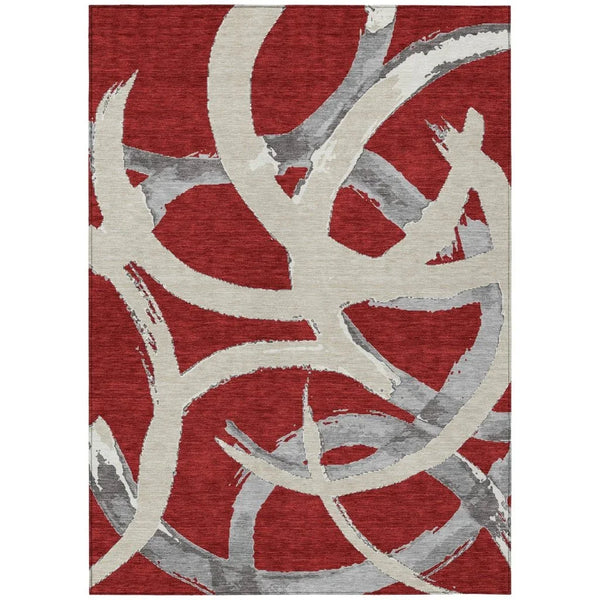 Aloura Red Washable Indoor-Outdoor Rug-Outdoor Rugs-LOOMLAN Rugs-2'6" x 3'10"-LOOMLAN