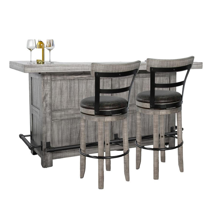 80 Inch Wooden Bar Table with 2 Swivel Stools | LOOMLAN