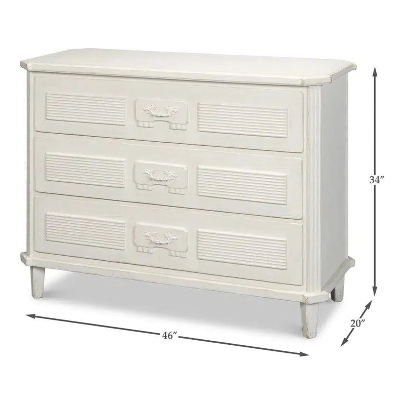 Altus Commode Antique White Three Drawers Chest