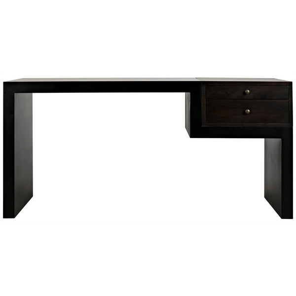 Alvaro Desk, Black Steel with Ebony Walnut-Home Office Desks-Noir-LOOMLAN