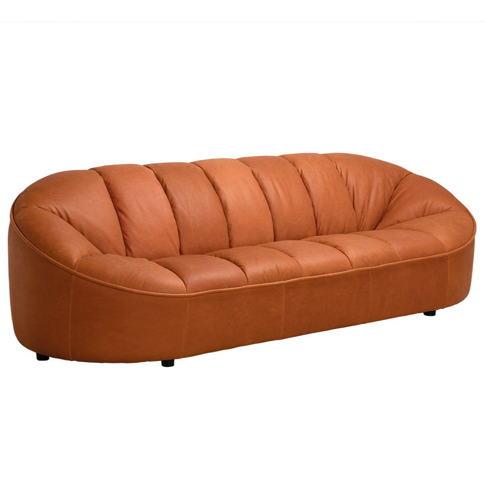 Genuine Red Leather Sofa 95 Inch | LOOMLAN