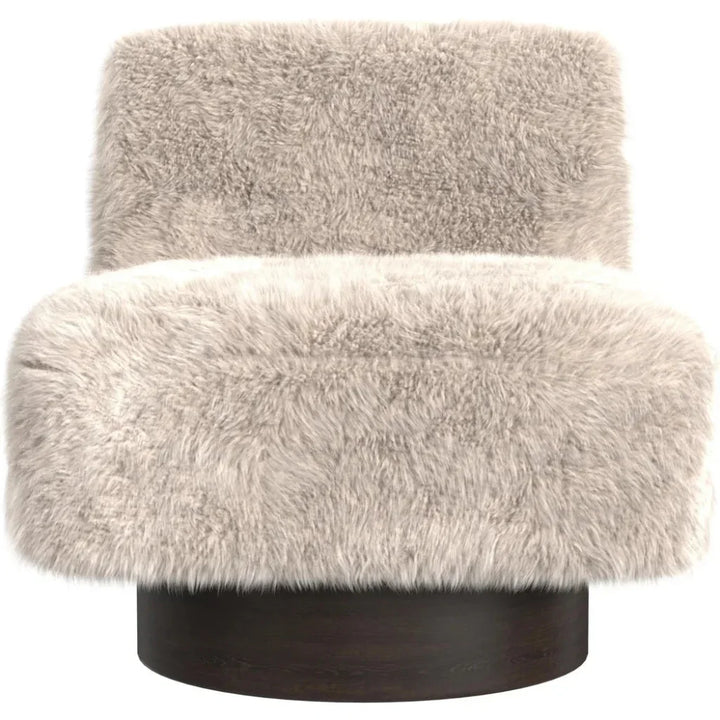 Amaya Wood Beige Swivel Armless Accent Chair - LOOMLAN - Bassett Mirror - Club Chairs