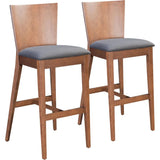 Ambrose Polyester Upholstered Bar Chair (Set of 2) Bar Stools LOOMLAN By Zuo Modern