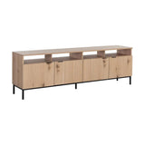 Ambrose Wooden Iron Modular Media Console & Cabinet-TV Stands & Media Centers-SUNPAN-Rustic Oak-Black-LOOMLAN