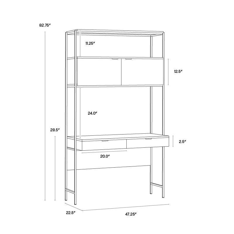 Ambrose Wooden Iron Modular Wall Desk-Home Office Desks-SUNPAN-LOOMLAN