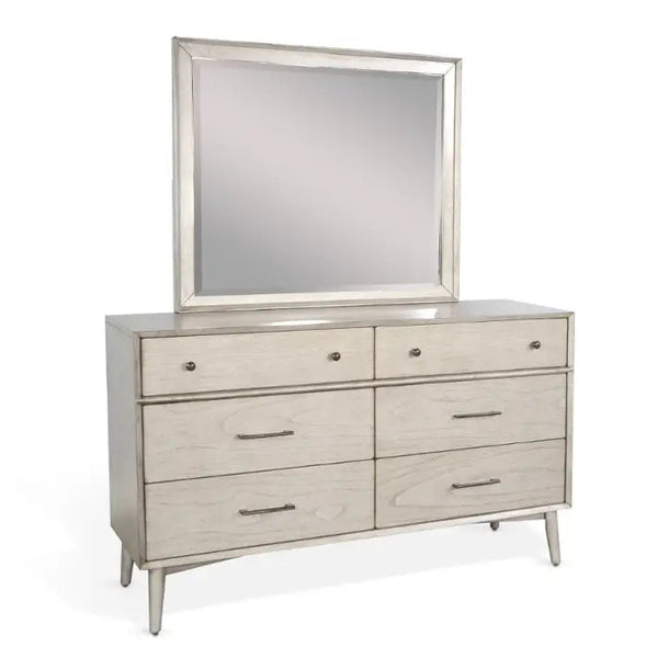 American Modern Six Drawers Dresser with Mirror