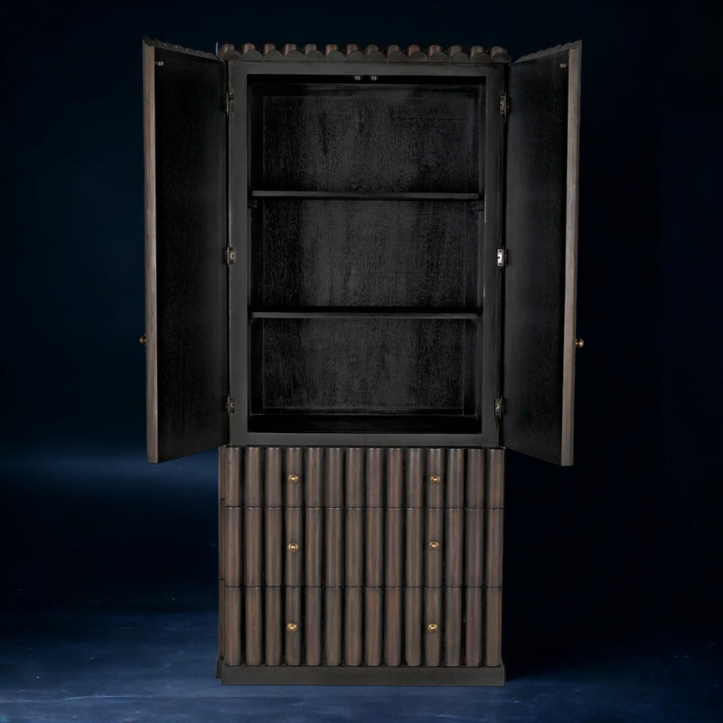 Amunet Hutch Bookcase Armoire Cabinet-Bookcases-Noir-LOOMLAN