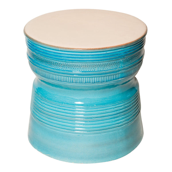 Ancaris Ring Accent Table - Turquoise Blue Outdoor End Table-Outdoor Side Tables-Seasonal Living-LOOMLAN