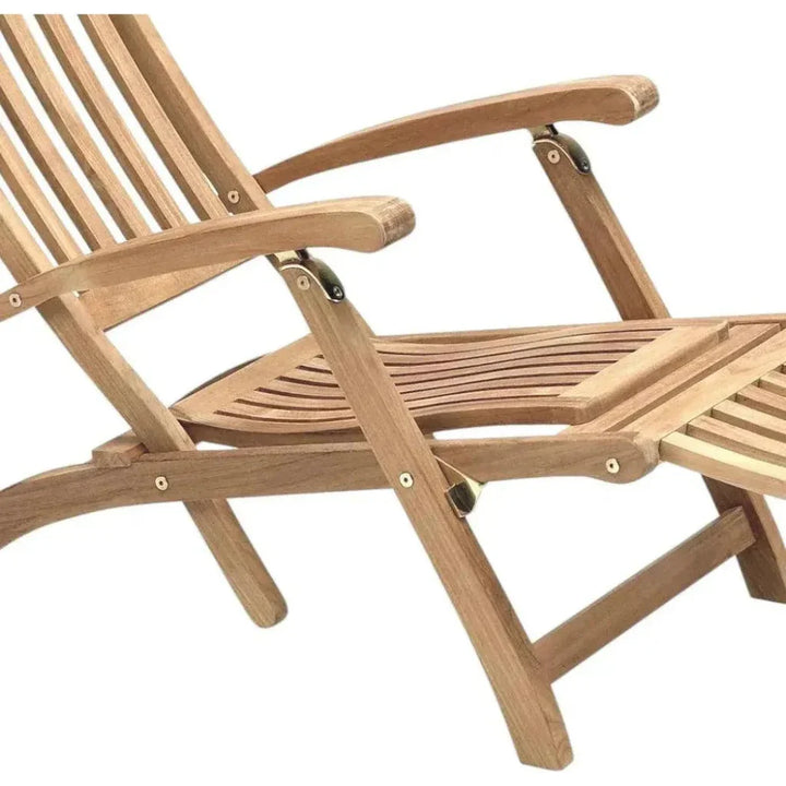 Anders Teak Folding Chair Lounge Sunbrella Cushion-Outdoor Cabanas & Loungers-HiTeak-LOOMLAN