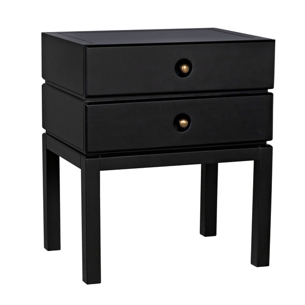Andras Wood Black Round Side Table-Side Tables-Noir-LOOMLAN