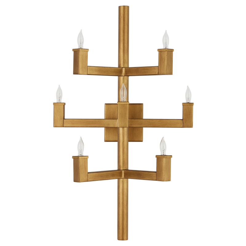 Andre Brass Wall Sconce-Wall Sconces-Currey & Co-LOOMLAN