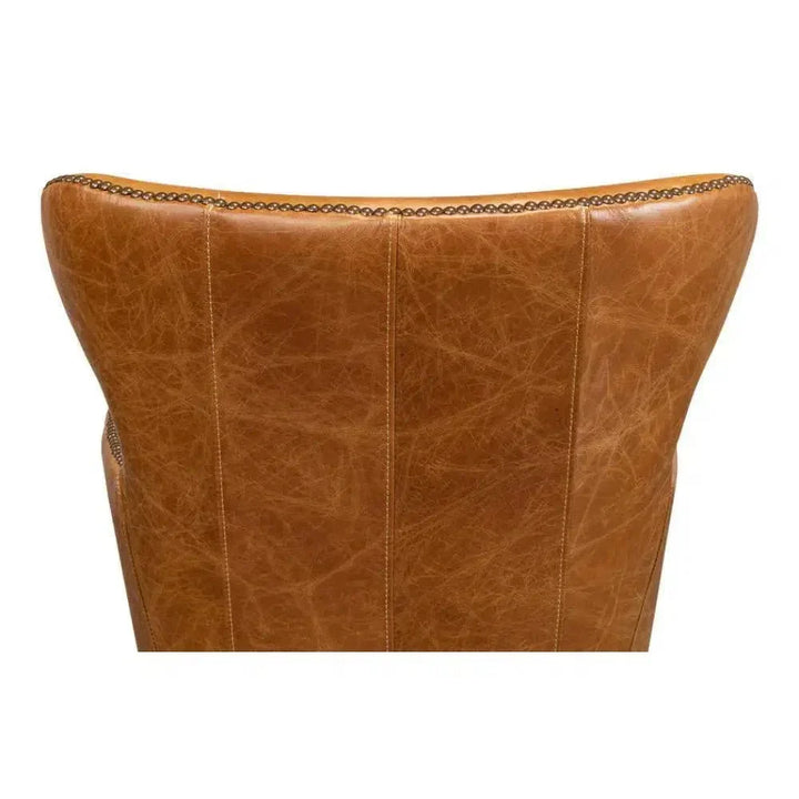 Andrew Jackson Swivel Tan Leather Desk Chair Cuba Brown-Office Chairs-Sarreid-LOOMLAN