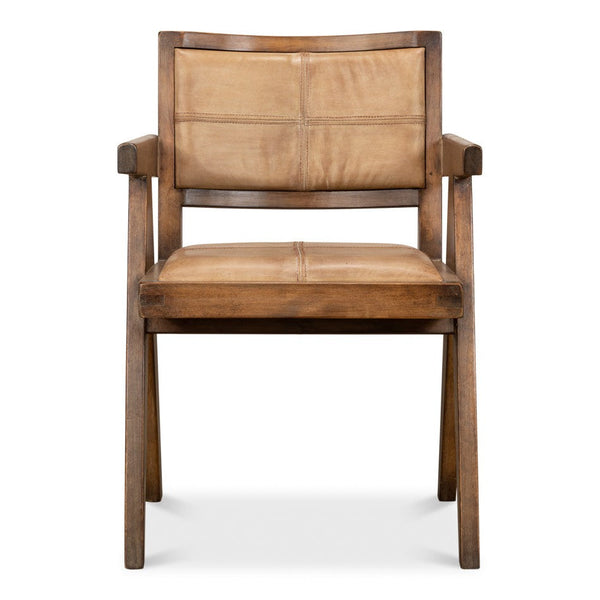 Angus Accent Chair Brown Leather-Accent Chairs-Sarreid-LOOMLAN