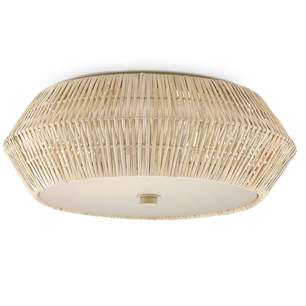 Antibes Natural Rattan Flush Mount-Flush Mounts-Currey & Co-LOOMLAN