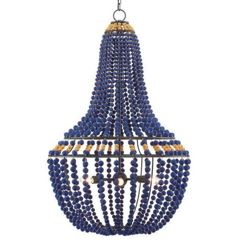 Antique Black Blue Gold Penelope Chandelier Chandeliers LOOMLAN By Currey & Co