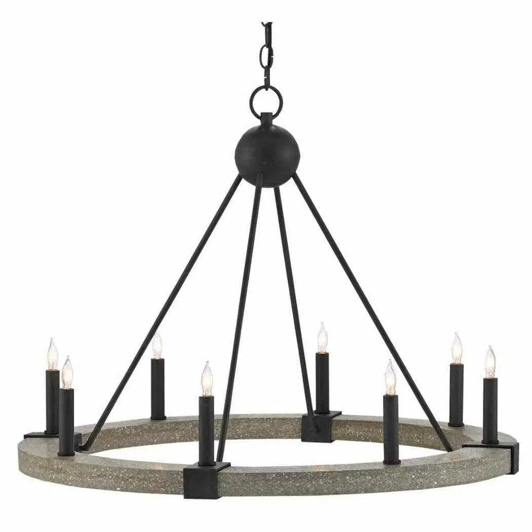 Antique Black Polished Concrete Burgos Chandelier