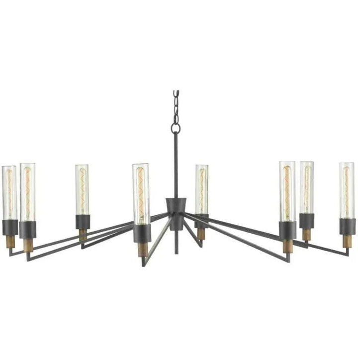 Antique Black Reclaimed Wood Delgado Chandelier - LOOMLAN - Currey & Co - Chandeliers