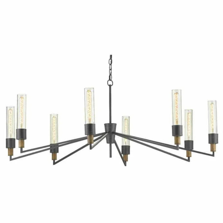 Antique Black Reclaimed Wood Delgado Chandelier - LOOMLAN - Currey & Co - Chandeliers