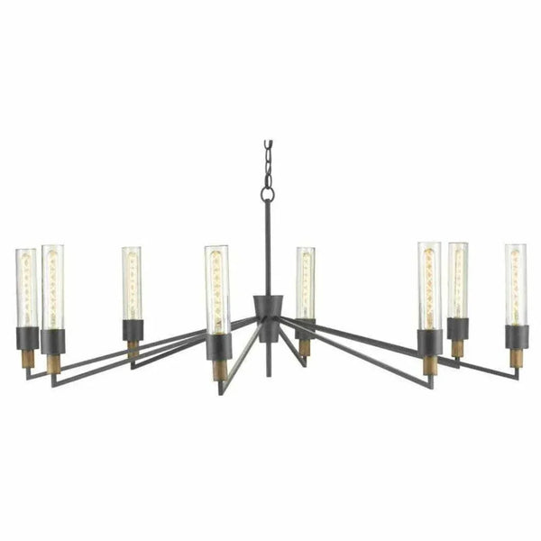Antique Black Reclaimed Wood Delgado Chandelier - LOOMLAN - Currey & Co - Chandeliers