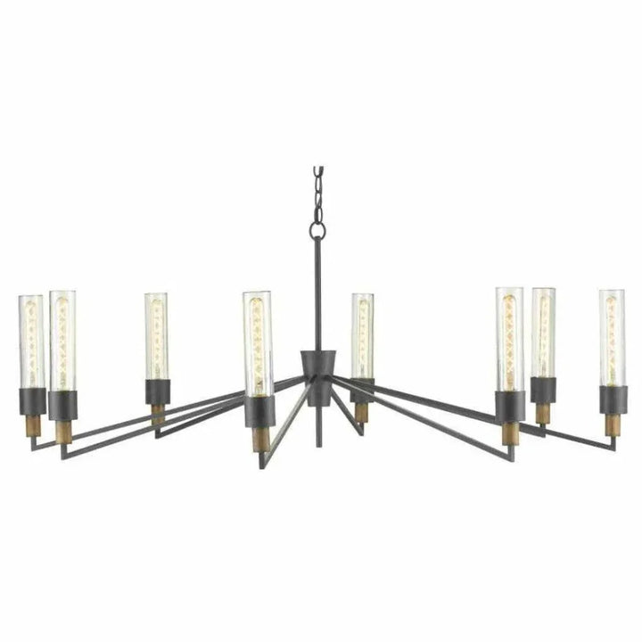 Antique Black Reclaimed Wood Delgado Chandelier - LOOMLAN - Currey & Co - Chandeliers