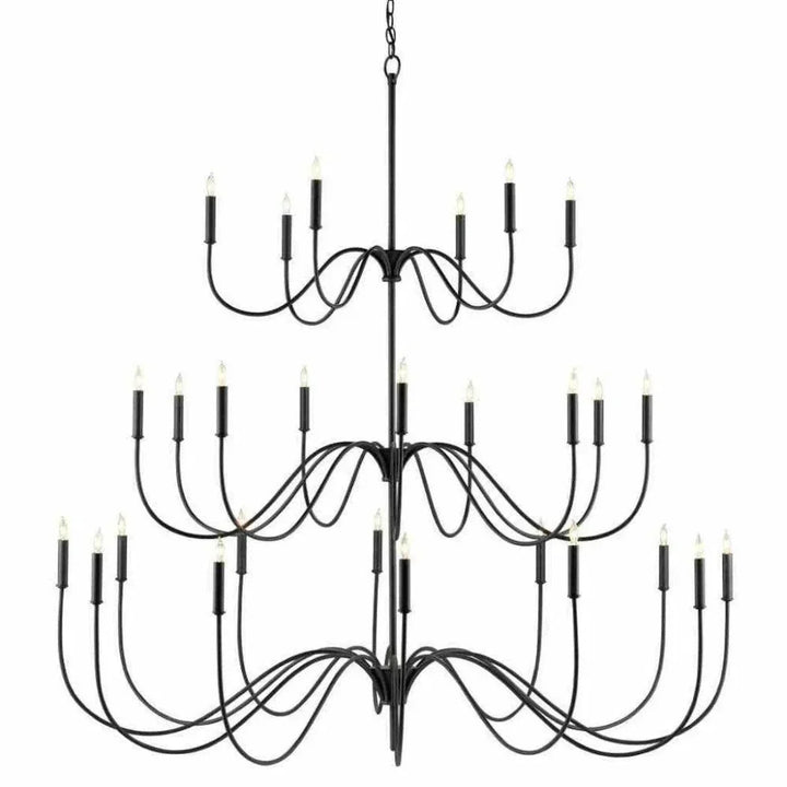 Antique Black Tirrell Large Chandelier - LOOMLAN - Currey & Co - Chandeliers