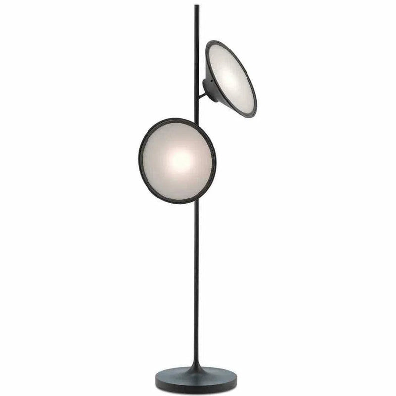 Antique Black White Opaque Bulat Floor Lamp Floor Lamps LOOMLAN By Currey & Co