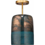 Antique Brass Aqua Metallic Glass Semi-Flush Mount-Flush Mounts-Jamie Young-LOOMLAN