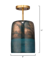 Antique Brass Aqua Metallic Glass Vapor Semi-Flush Mount Flush Mounts LOOMLAN By Jamie Young