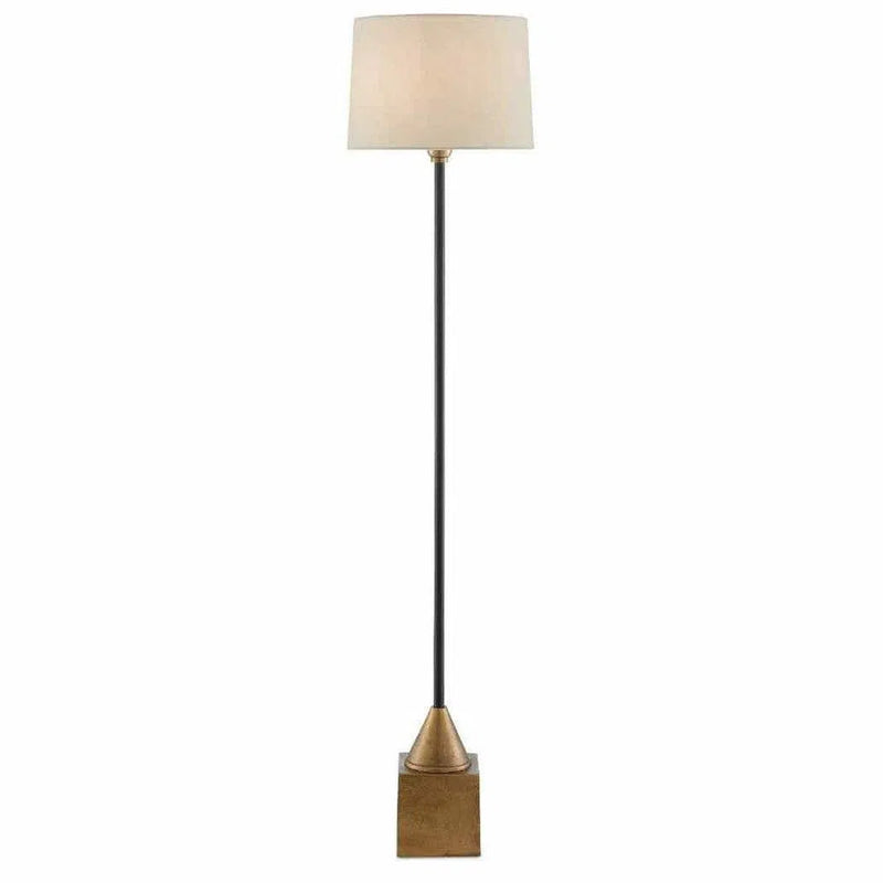 Antique Brass Black Keeler Floor Lamp Floor Lamps LOOMLAN By Currey & Co