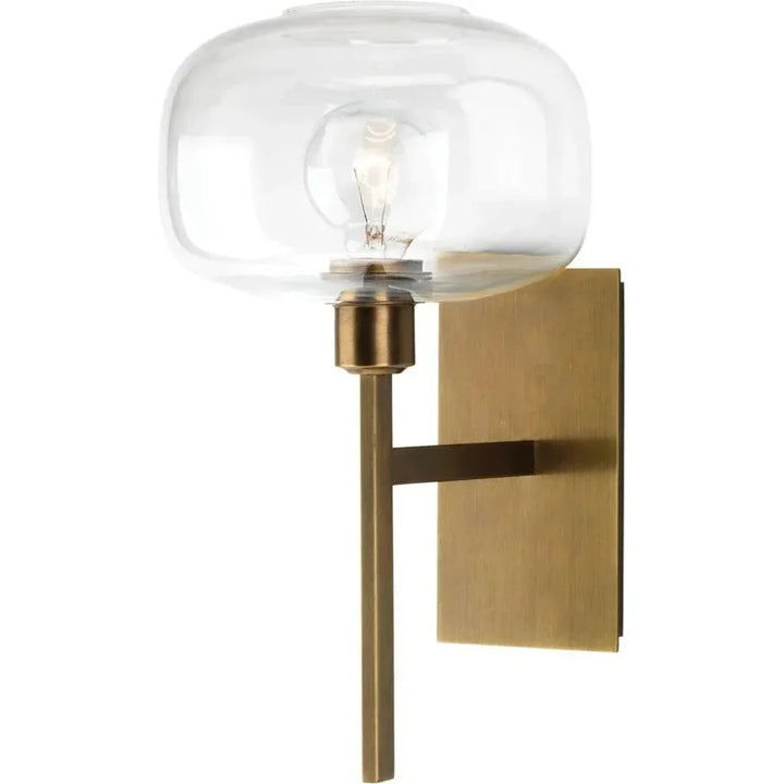 Antique Brass Clear Glass Scando Mod Sconce - LOOMLAN - Jamie Young - Wall Sconces