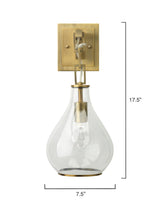Antique Brass Clear Glass Tear Drop Hanging Wall Sconce Wall Sconces LOOMLAN By Jamie Young