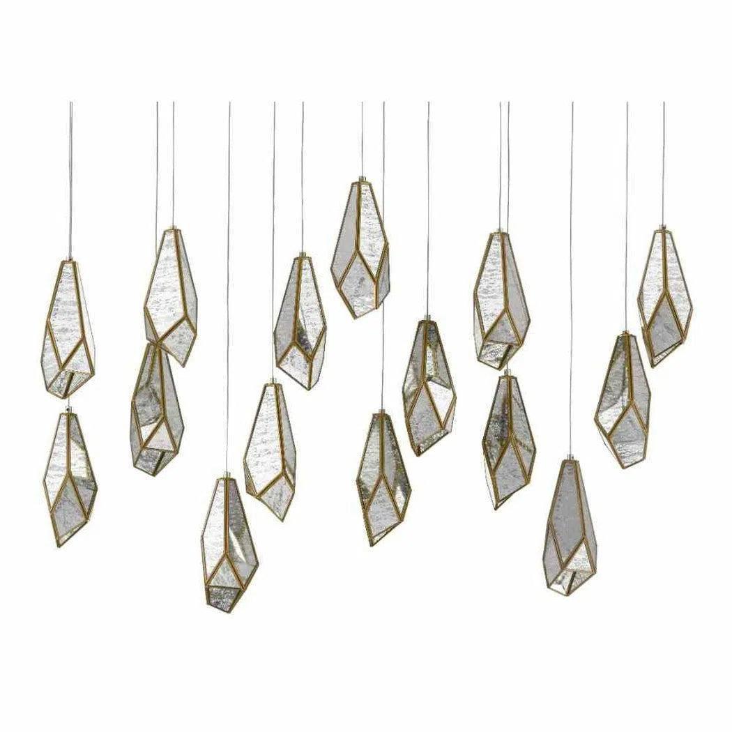 Antique Brass Glace 15-Light Multi-Drop Pendant