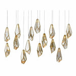 Antique Brass Glace 15-Light Multi-Drop Pendant