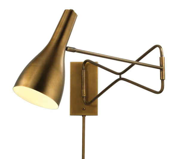 Antique Brass Lenz Swing Arm Wall Sconce Wall Sconces LOOMLAN By Jamie Young