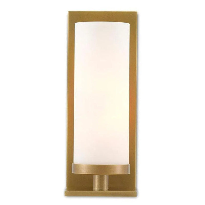 Antique Brass Opaque Glass Bournemouth Brass Wall Sconce Wall Sconces LOOMLAN By Currey & Co